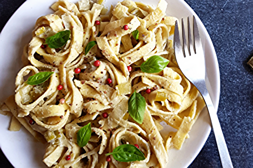 Fettuccines à la crème de poireaux