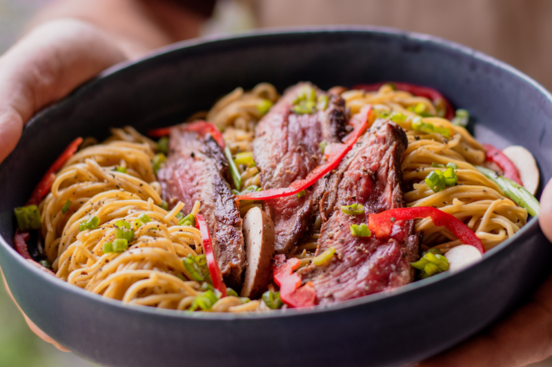 Bavette de boeuf de Chalosse aux nouilles