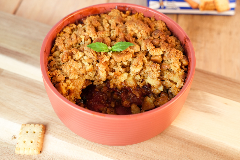 Crumble de tomates confites aux petits beurre Michel et Augustin