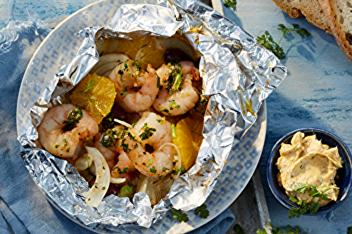 Grillades de gambas au beurre et herbes