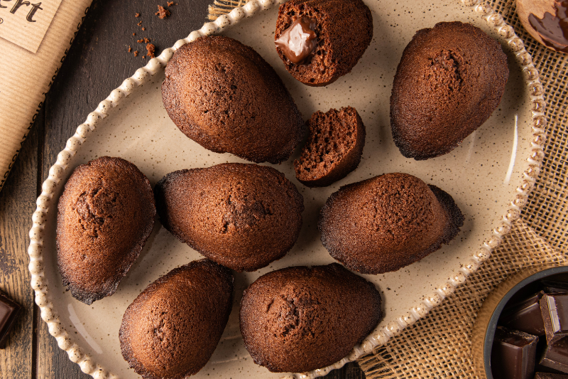 Madeleines coeur de chocolat 70%