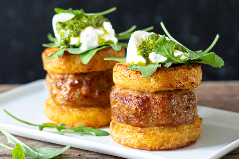 Röstis au pesto et à la burrata