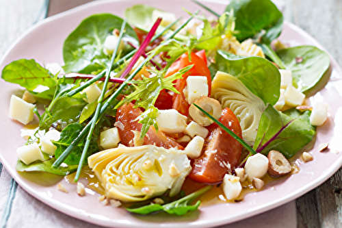 Salade d’artichaut, tomates et Reblochon