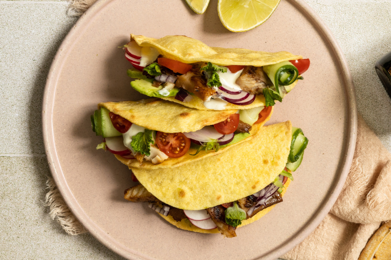 Tacos de la mer aux légumes croquants