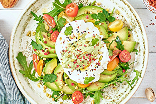 Burrata au crémeux de pistache avocat