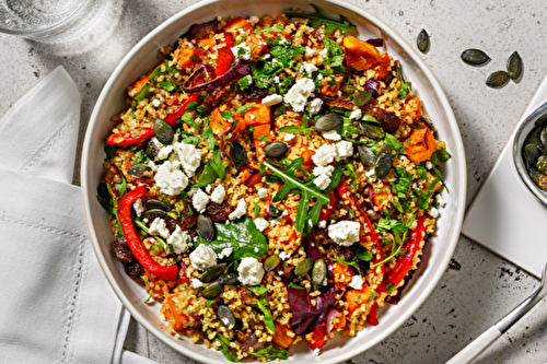 Salade orientale de boulgour et légumes rôtis