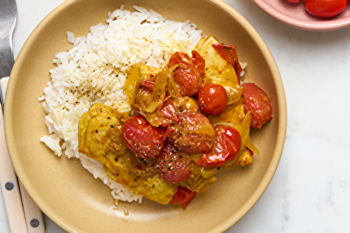 Sauté de dinde au miel curry et riz