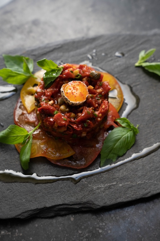 Tartare de tomates Zéro Résidu de Pesticides aux oeufs de caille