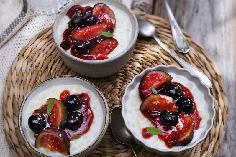 Riz au lait aux fruits caramélisés