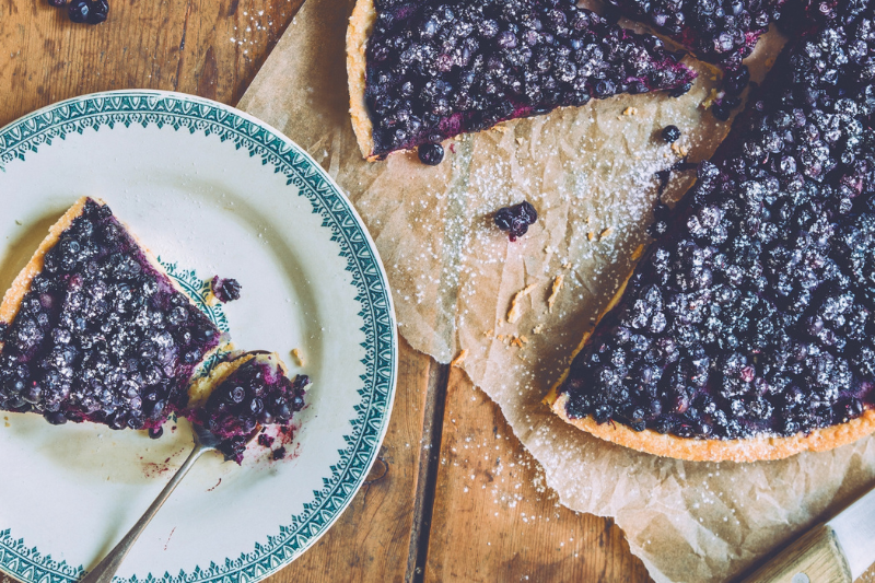 Tarte sablée aux myrtilles sauvages