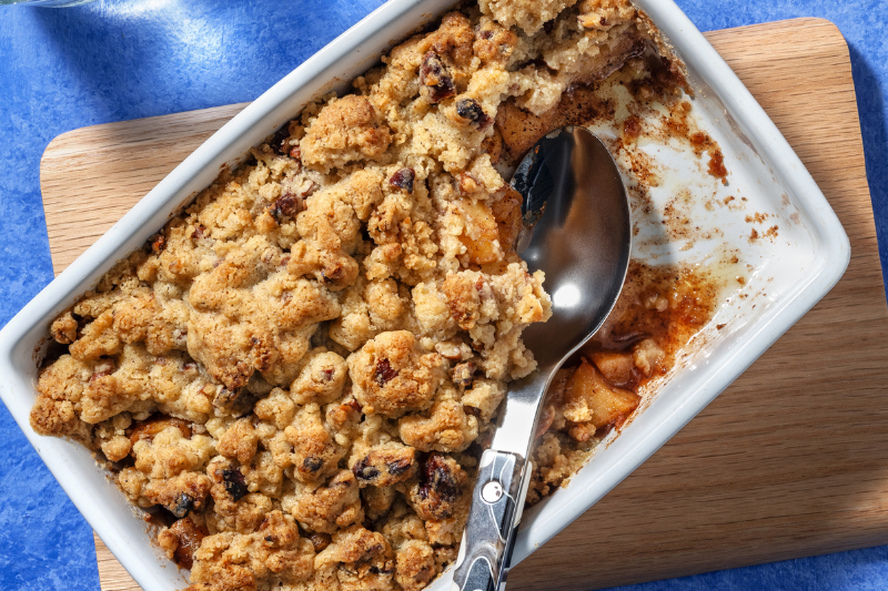 Crumble de pomme à la cannelle et aux noix de pécan