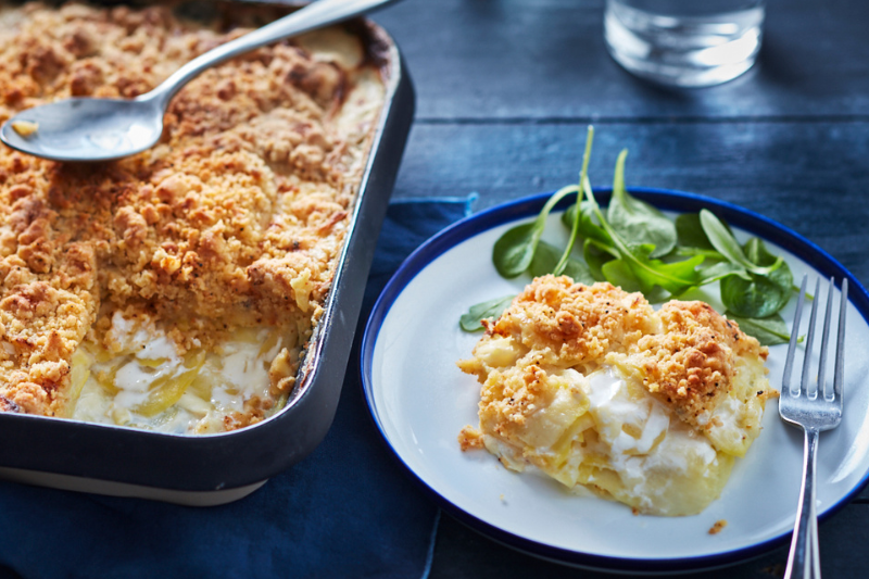 Crumble de pommes de terre au chèvre