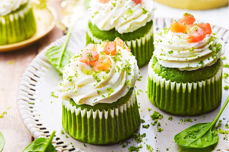 Green cupcakes aux épinards et brocolis