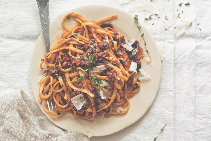 Linguine à la bolognaise de champignons