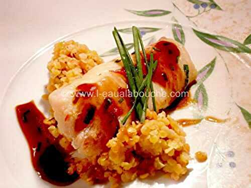 Colin À La Vapeur Sauce Miel-Orange Lentilles Corail