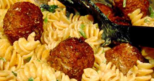 Rotini crémeux aux boulettes et champignons