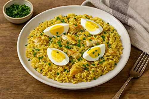 Recette : Kedgeree (Riz indien au curcuma, poisson fumé et œufs)