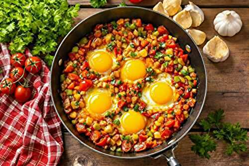 Chakchouka maison : la recette méditerranéenne facile avec légumes mijotés et œufs coulants à découvrir