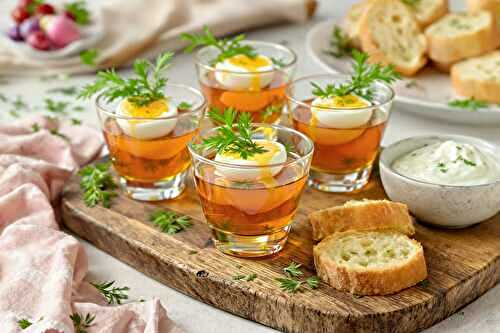 Œufs mollets en gelée de légumes : le retour inattendu d’un apéro rétro
