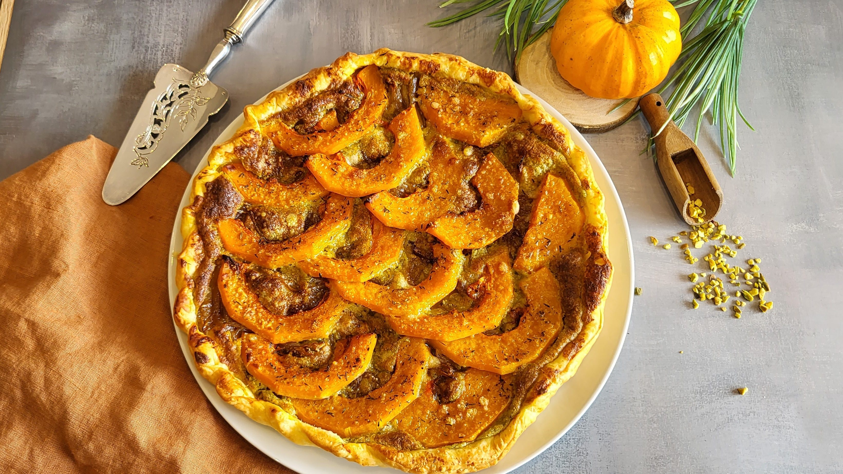 Tarte butternut et crème de pistache