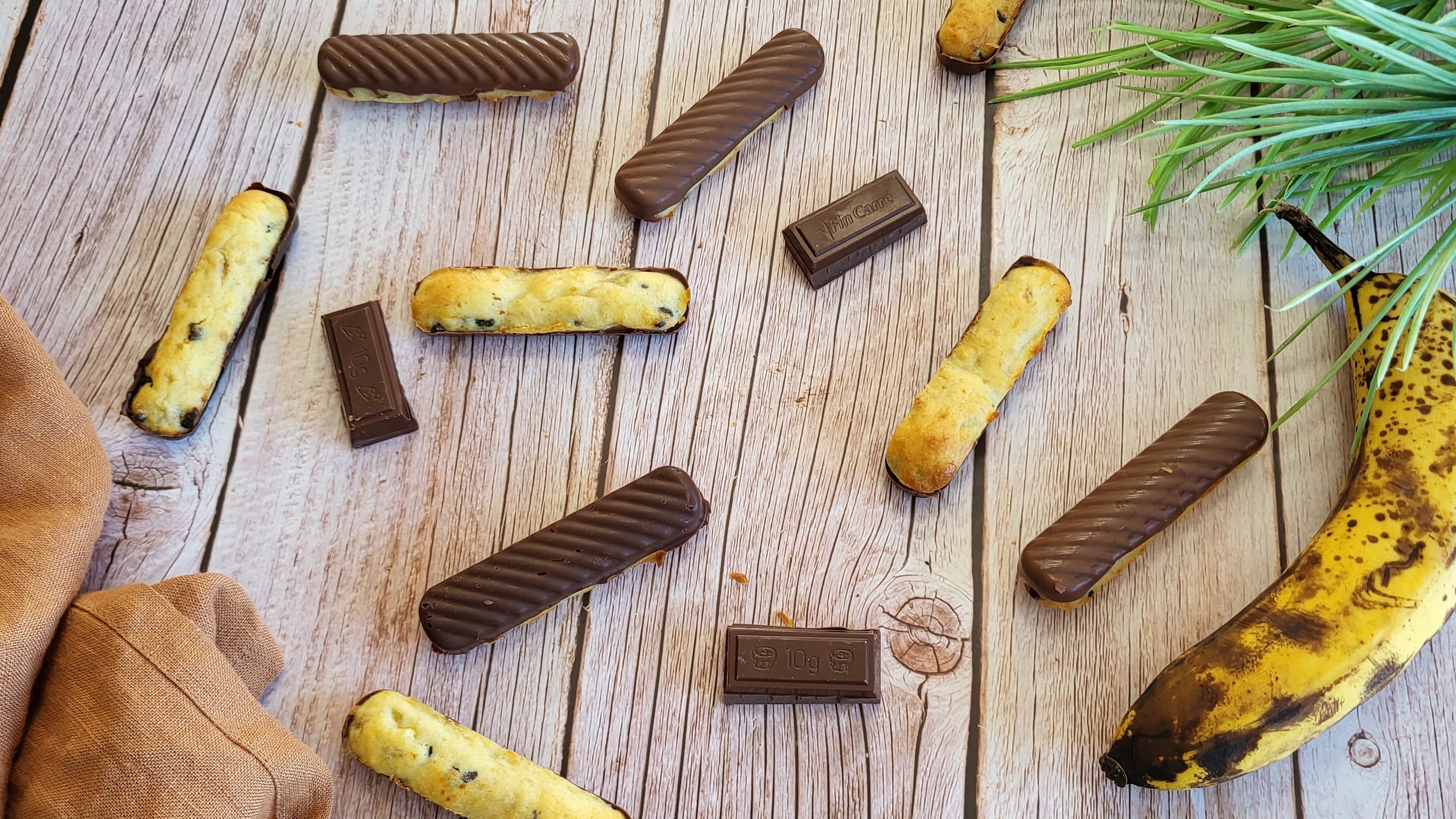 Barres madeleines banane-choco