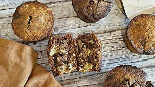 Des muffins marbrés aux noix et cœur fondant de chocolat au lait…