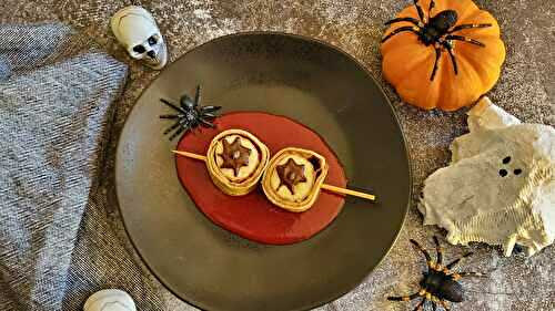 Eyeballs d’Halloween – Crêpes roulées banane & noisette