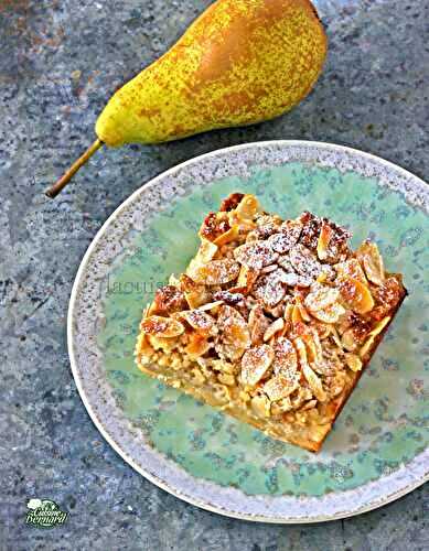 Gâteau amande poire et flocons d'avoine