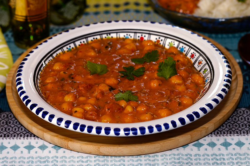 Curry de pois chiche, tomates et cacahuète