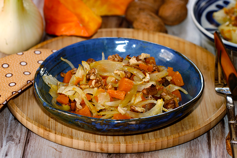 Panzanella de fenouil au potimarron et aux noix