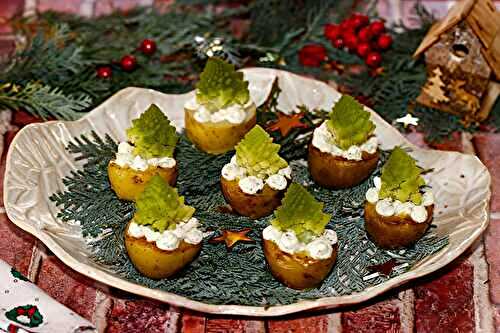 Petits sapins sur pommes de terre farcies au fromage ail et fines herbes