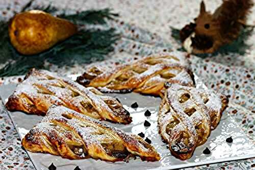 Feuilletés en jalousie, poires et chocolat