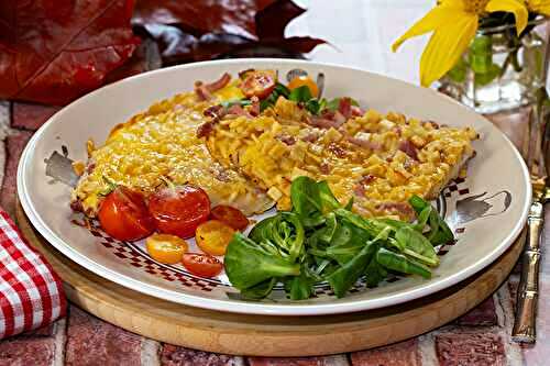 Omelette aux crozets et lardons