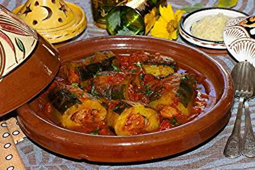 Tajine de courgettes farcies aux merguez
