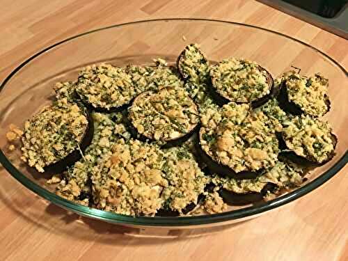 Crumble d'aubergines roquettes-parmesan