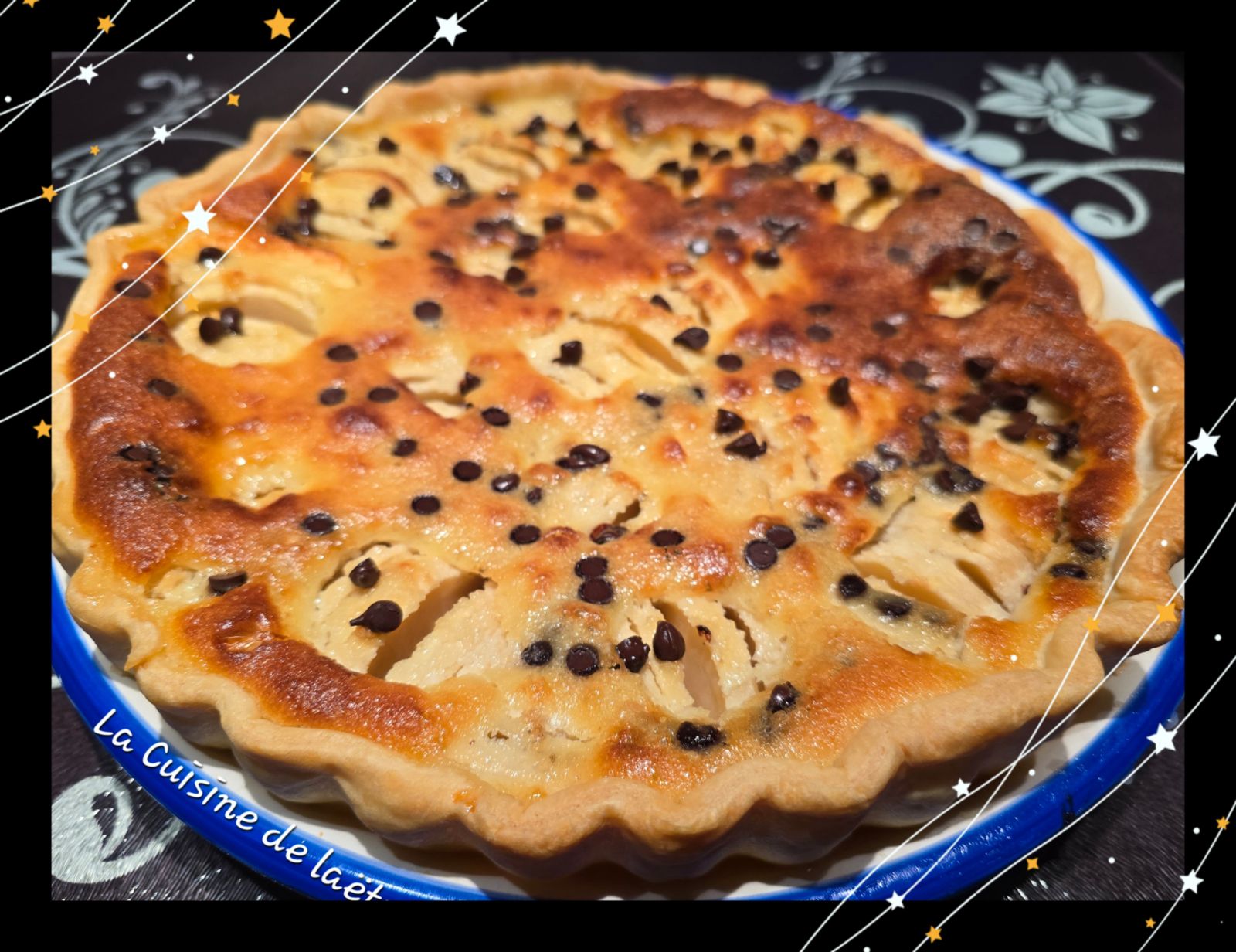 Tarte aux Pommes, aux Amandes et aux pépites de Chocolat