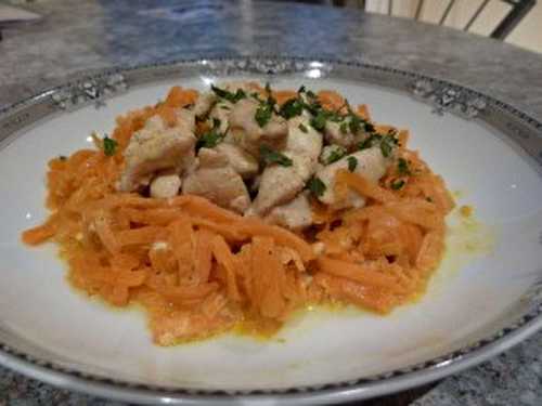 Recette - Tagliatelles de carottes sauce crème aux dés de poulet
