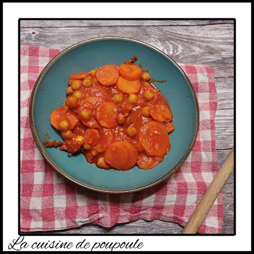 Mijoté de pois chiches aux carottes, chorizo et pulpe de tomate.