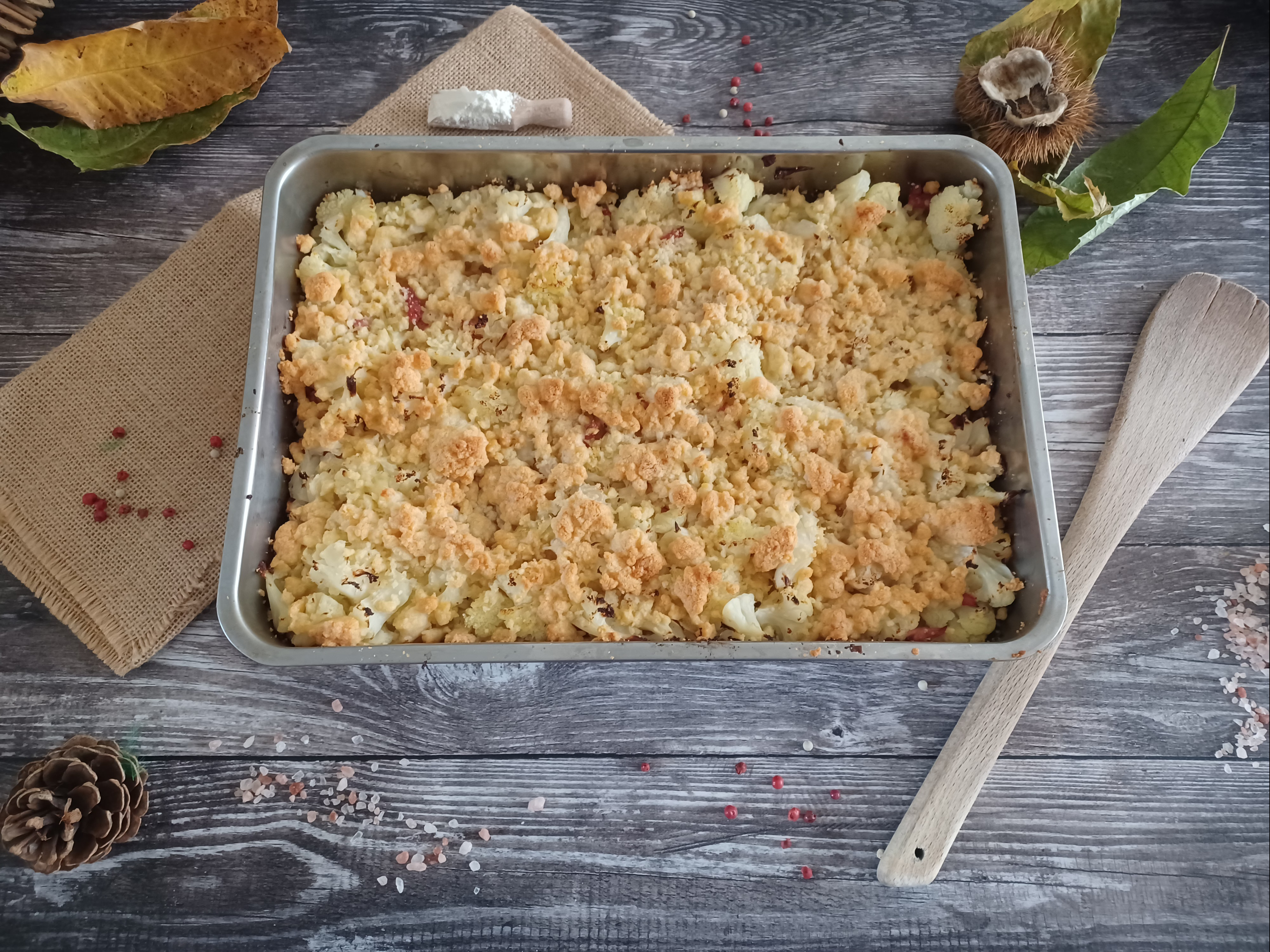 Crumble de chou-fleur aux lardons