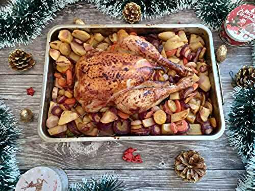 Poulet aux épices de Noël, à l’orange et ses légumes.