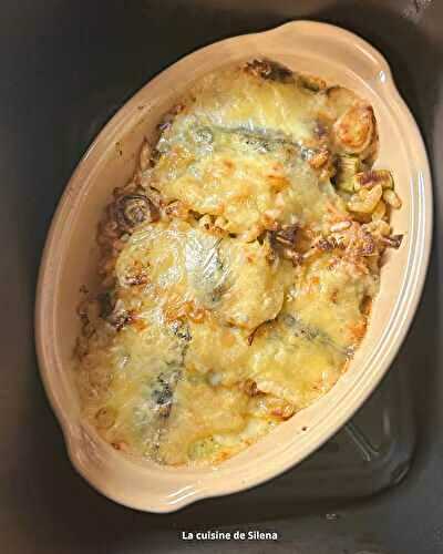 Gratin de coquillettes, poireau et Morbier à l'Airfryer