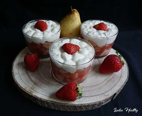 Coupes fraise-poire & crème à la vanille {Sans lactose – Sans gluten – IG bas}
