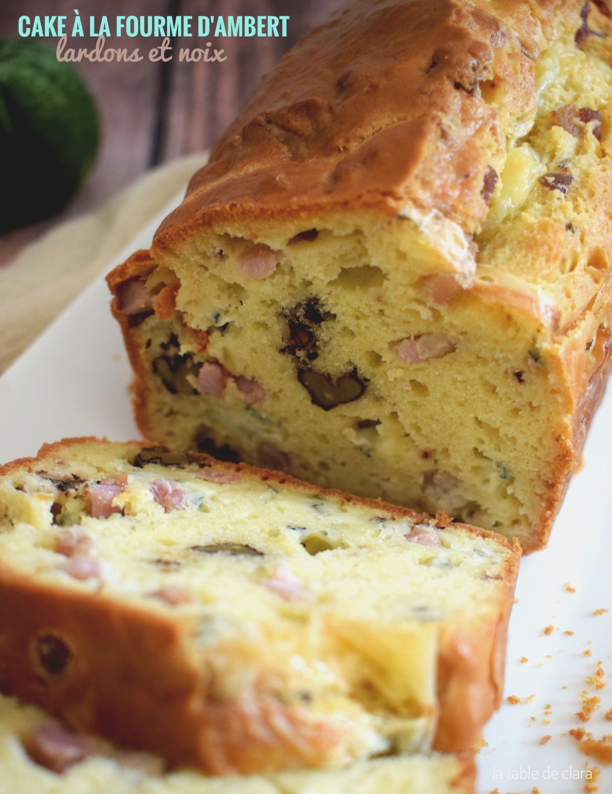 Cake au mascarpone, à la fourme d'Ambert, aux lardons et aux noix