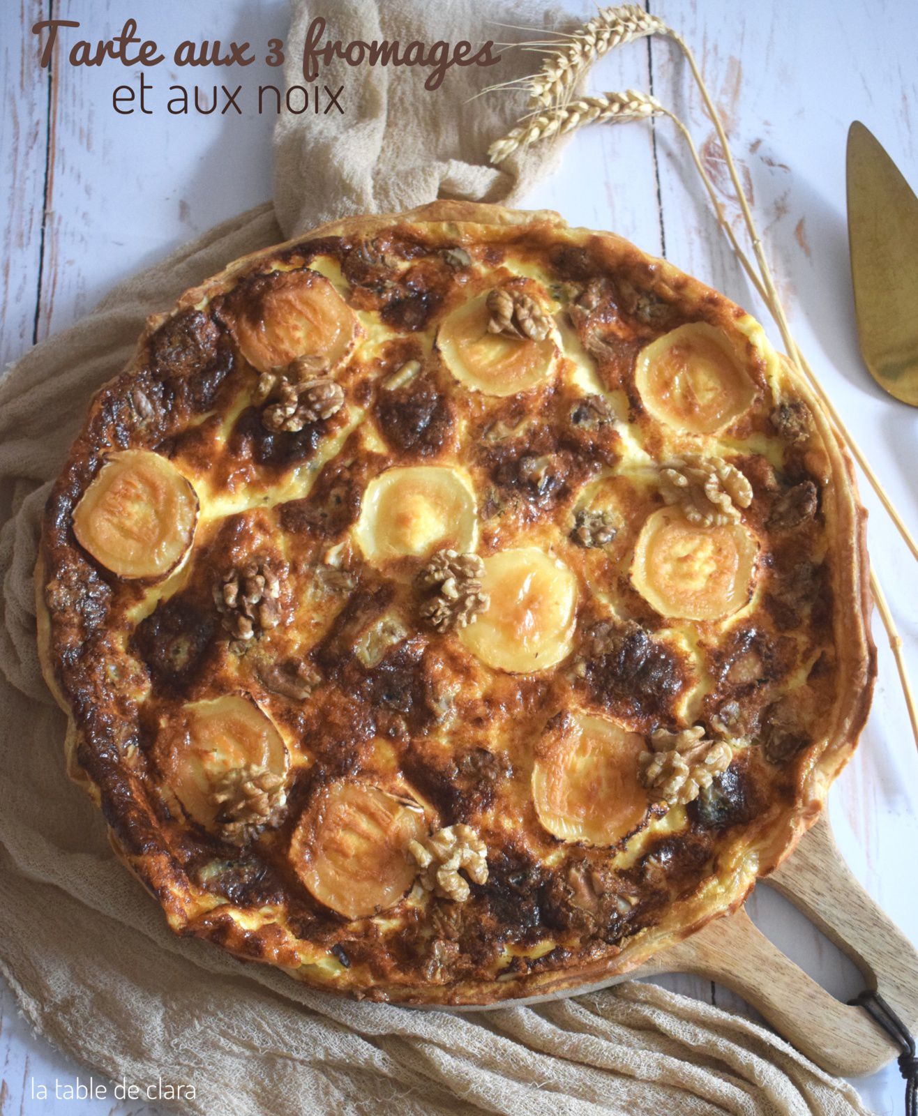 Tarte aux 3 fromages et aux noix