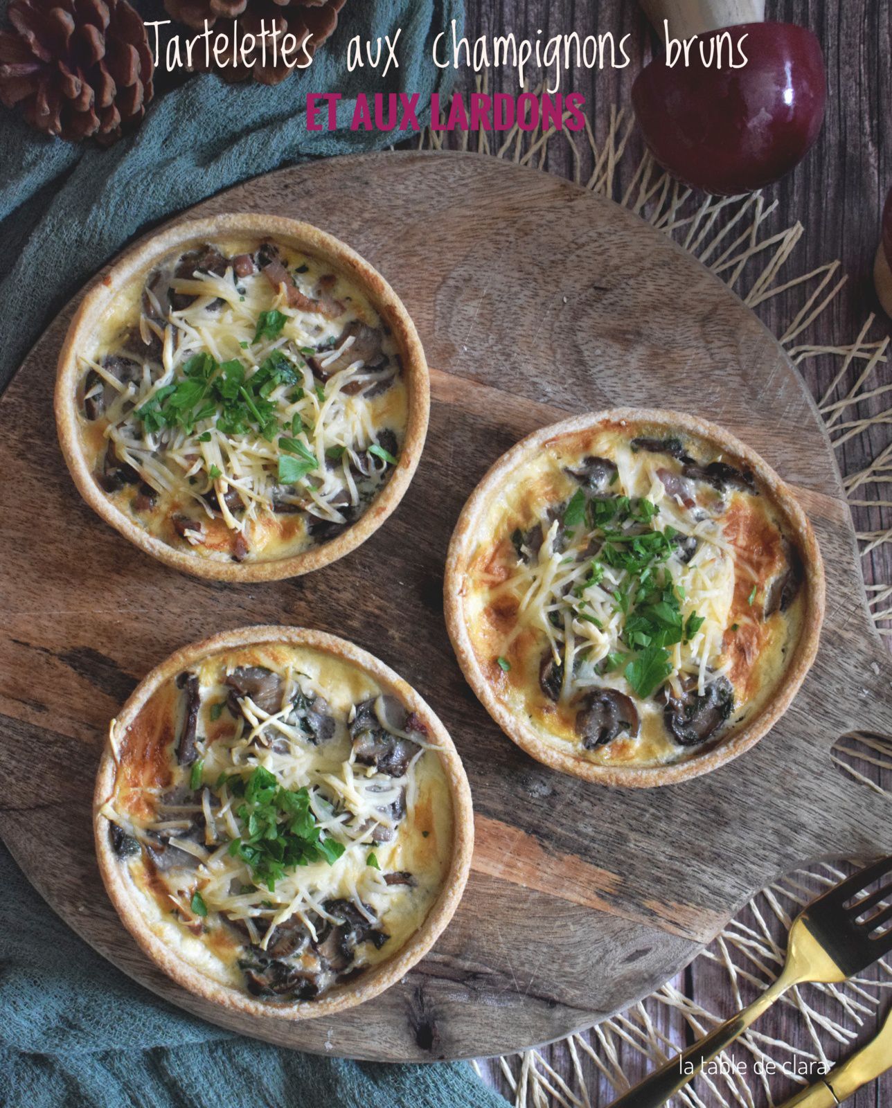 Tartelettes aux champignons bruns et aux lardons