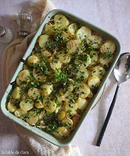 Gratin de morue aux poireaux et pommes de terre