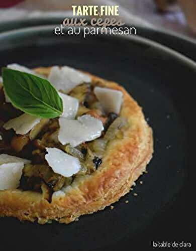 Tarte fine aux cèpes et au parmesan