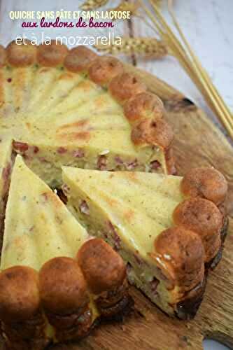 Quiche sans pâte sans lactose aux lardons de bacon et à la mozzarella