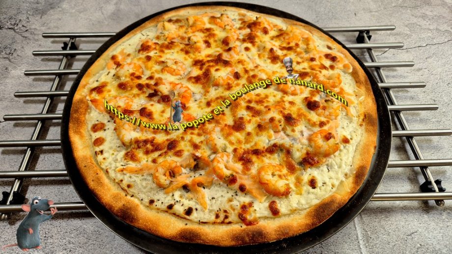 Pizza saumon et crevettes