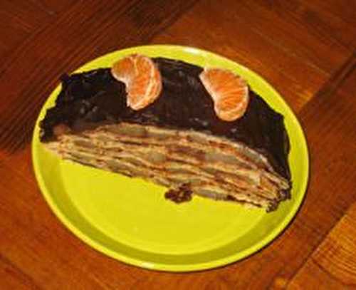Gâteau de crêpes poires-chocolat